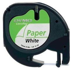 CINTA ROTULADORA AUTOADHESIVA DYMO PAPEL BLANCO 12MM X 4 METROS - PARA ROTULADORAS LETRATAG