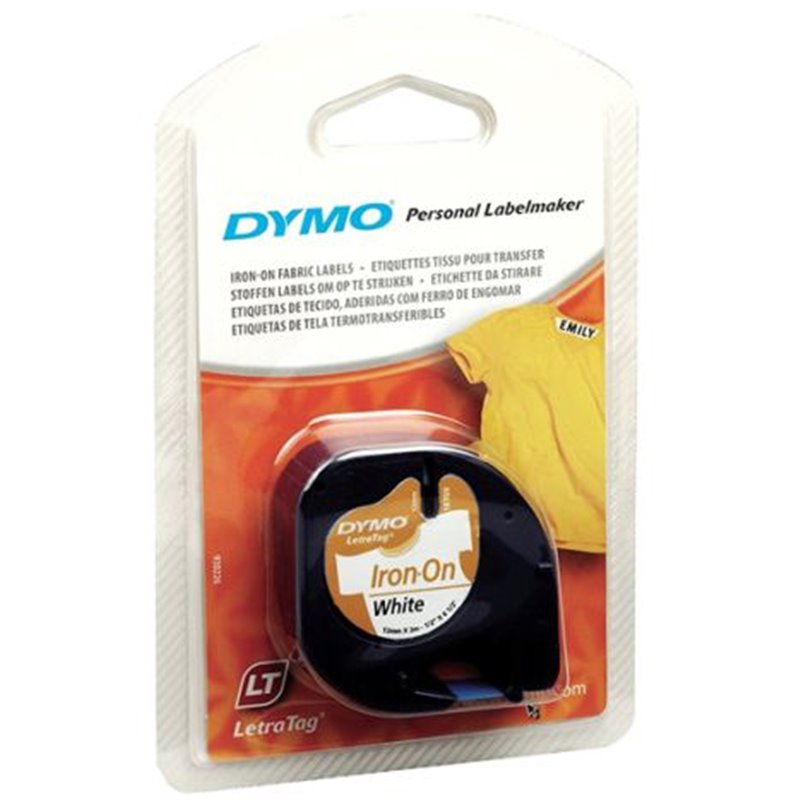 CINTA ROTULADORA AUTOADHESIVA PARA ROPA DYMO PLASTICO NEGRO-BLANCO - PARA ROTULADORAS LETRATAG