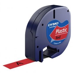 CINTA ROTULADORA AUTOADHESIVA DYMO PLASTICO NEGRO-ROJO 12MM X 4 METROS PARA ROTULADORAS LETRATAG
