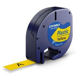 CINTA ROTULADORA AUTOADHESIVA DYMO PLASTICO NEGRO-AMARILLO 12MM X 4 METROS PARA ROTULADORAS LETRATAG