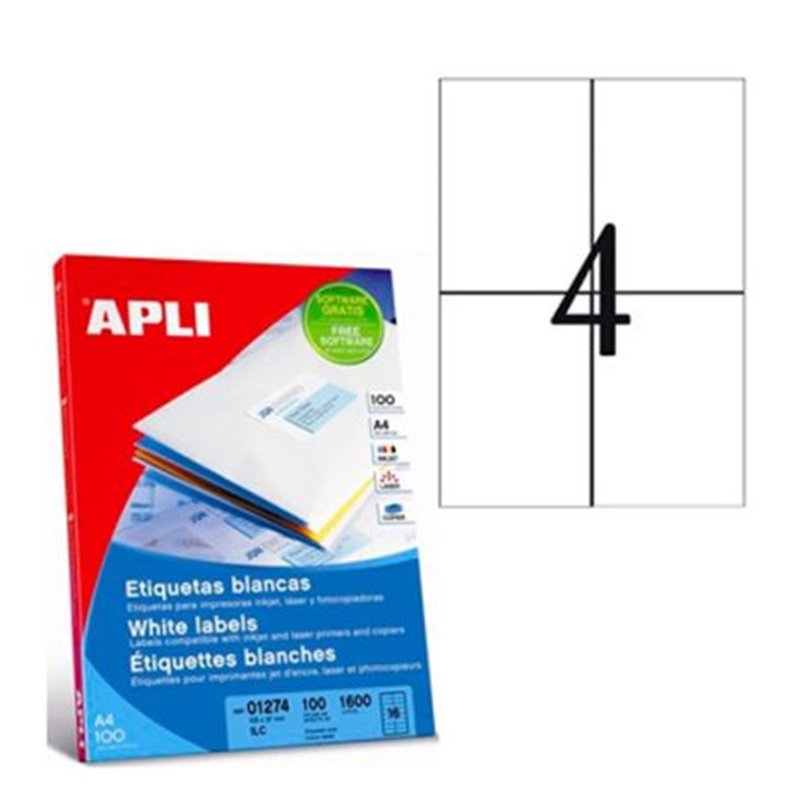 Etiquetas Removible APLI A4 105.0 x 148.0 100 Hojas - PL03058