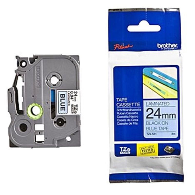 CINTA ROTULADORA ORIGINAL BROTHER AZUL / NEGRO DE 8M 24MM