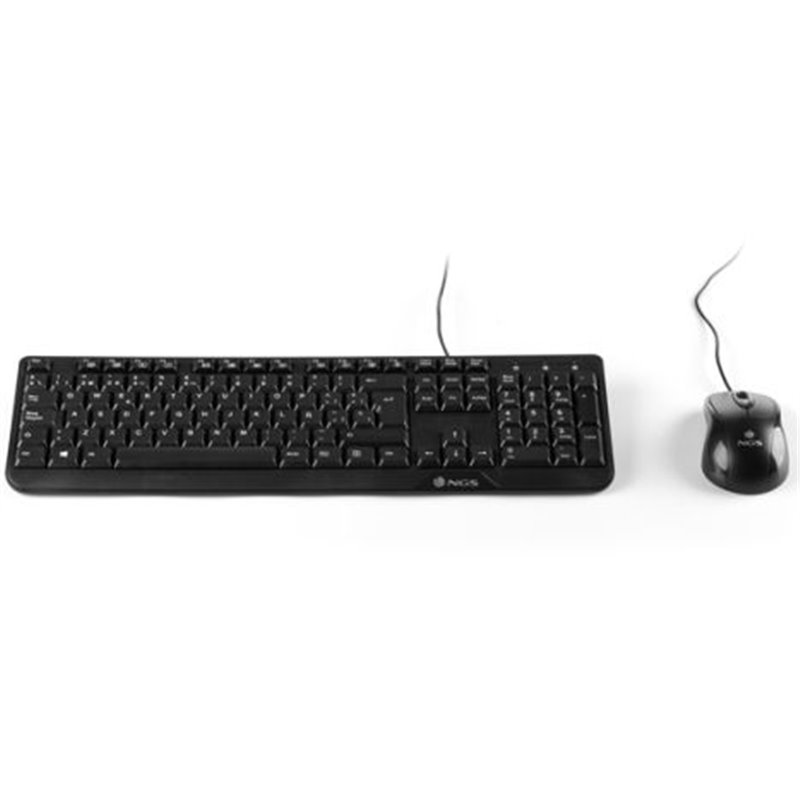 Pack con Cable NGS Cocoa COCOAKIT - USB · Teclado y Ratón · 1000DPI · Negro
