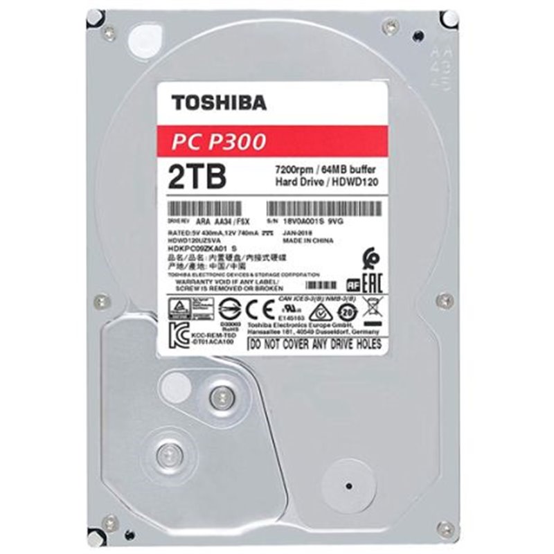 Disco Duro Interno TOSHIBA P300 HDWD120UZSVA - 2TB · SATA III · 3.5 · 128MB Búfer