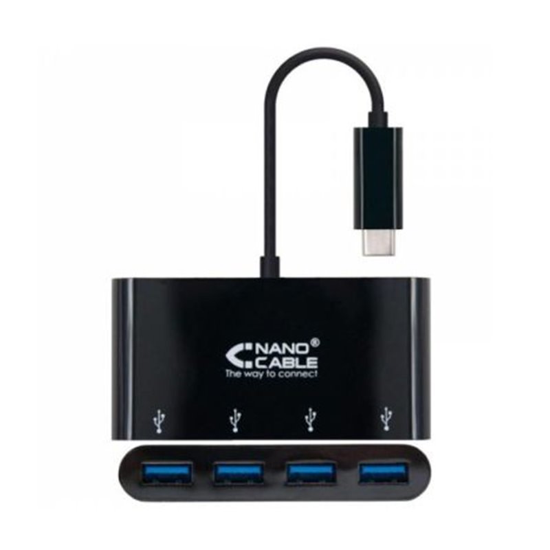 Adaptador USB Tipo C-M a 4xUSB 3.0-H - 0.10 m · Negro