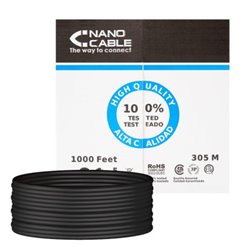 Bobina de Cable de Red Rígido RJ45 Cat 6 UTP - 305 m · Negro