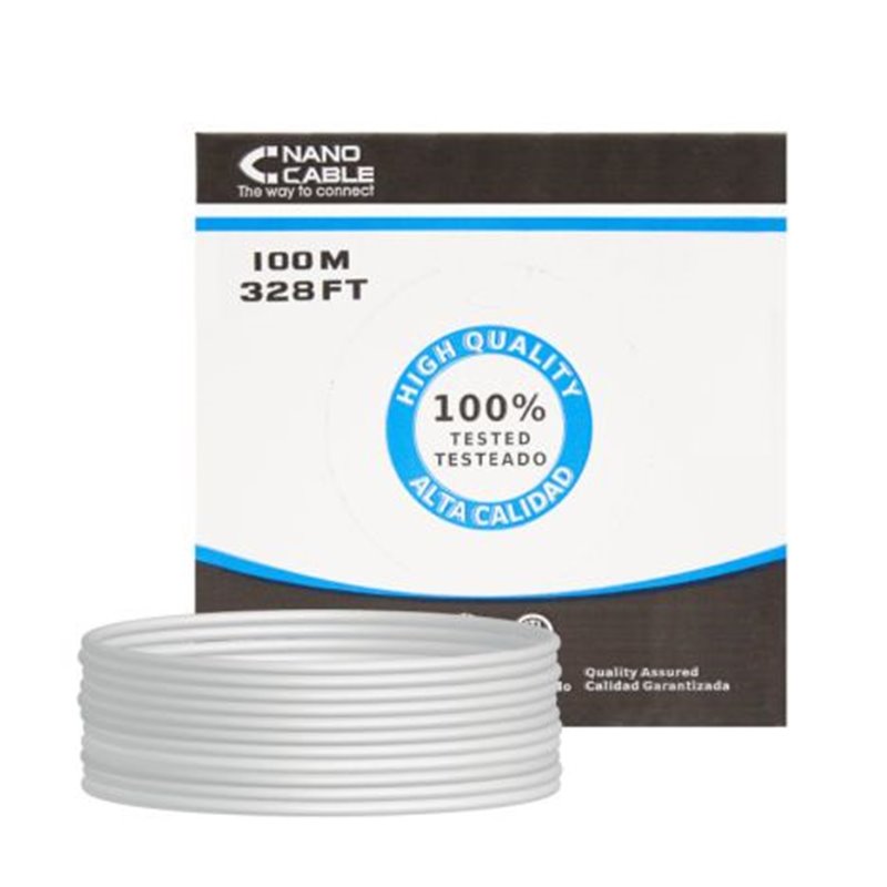 Bobina de Cable de Red Flexible RJ45 Cat 5E FTP - 100 m · Blanco