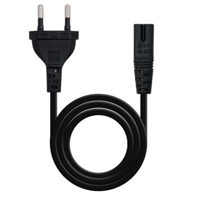 Cable de Alimentación Forma 8 CEE7-M a C7-H - 1.5 m · Negro