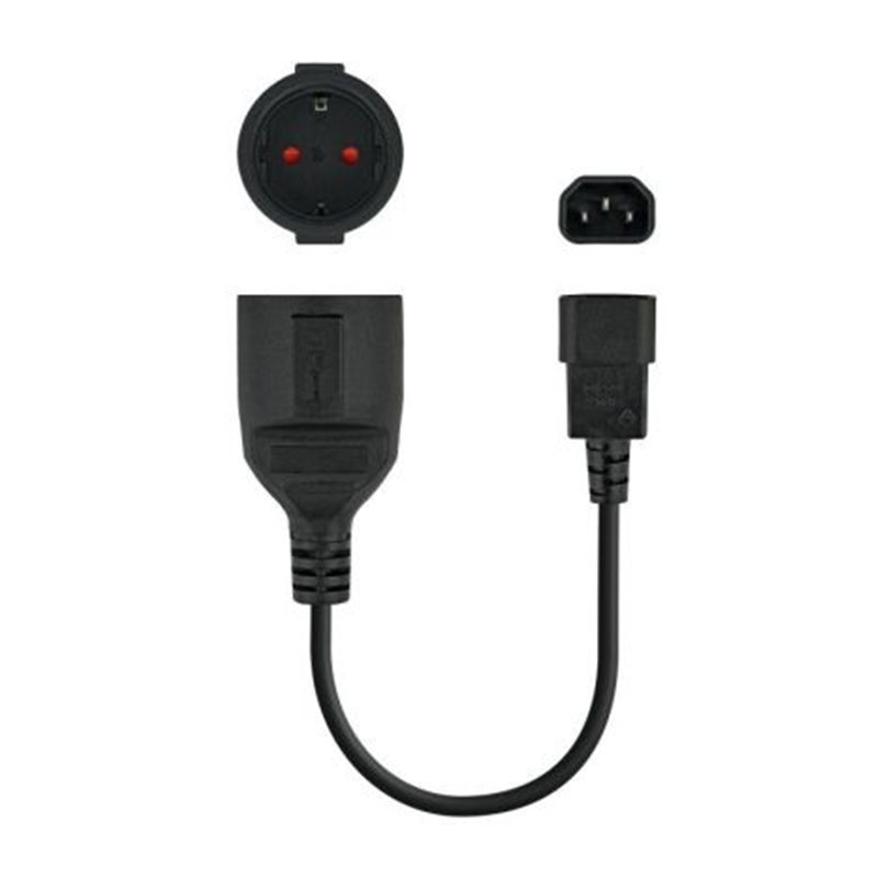 Cable Adaptador C14 M a CEE7-H - 0.25 m · Negro