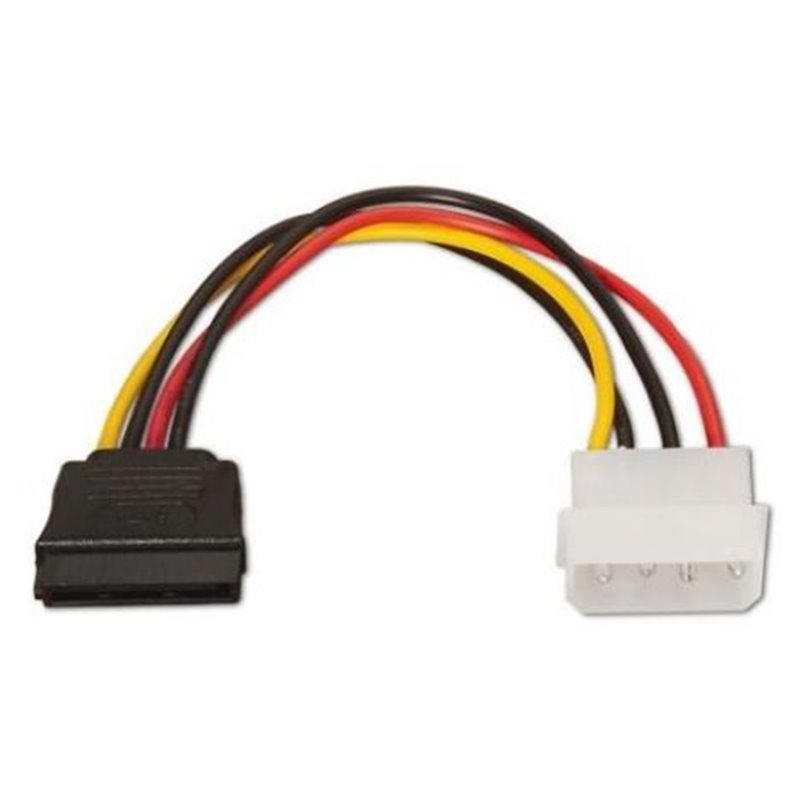 Cable de Alimentación Molex SATA 4 pines-M a SATA-H - 0.16 m · Negro