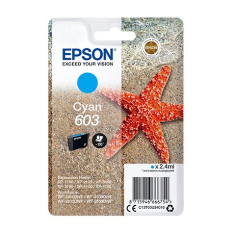 Cartucho Original EPSON 603 Cian - C13T03U24010 [ML-2.4][PAG-130]