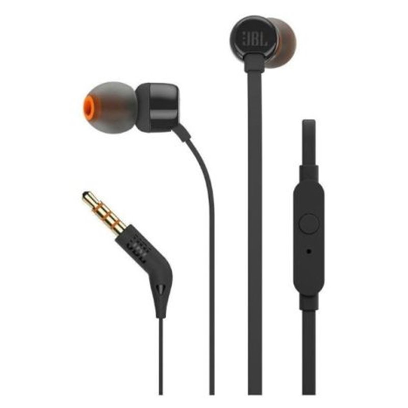 Auriculares Intrauditivos con Cable JBL T110 JBLT110BLK - Jack 3.5 mm · 20Hz · Manos Libres · Negro
