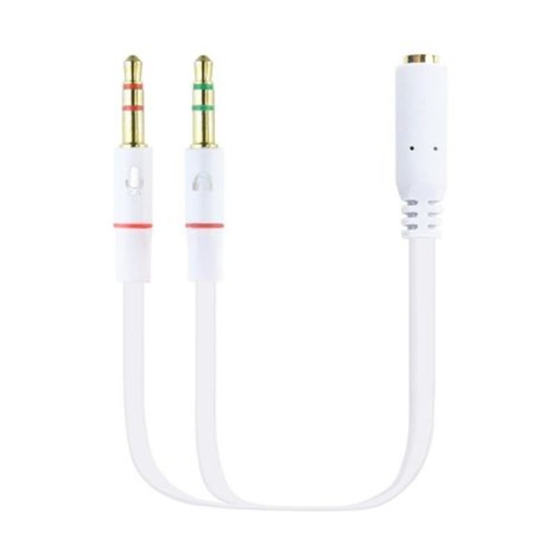 Adaptador Jack 3.5mm-H a 2xJack 3.5mm-M - 0.20m · Blanco