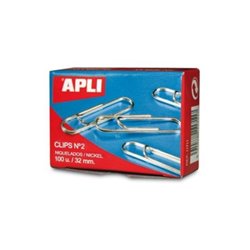Clips APLI 11714 - Nº2 · 10 cajas x 100 unidades · Plata