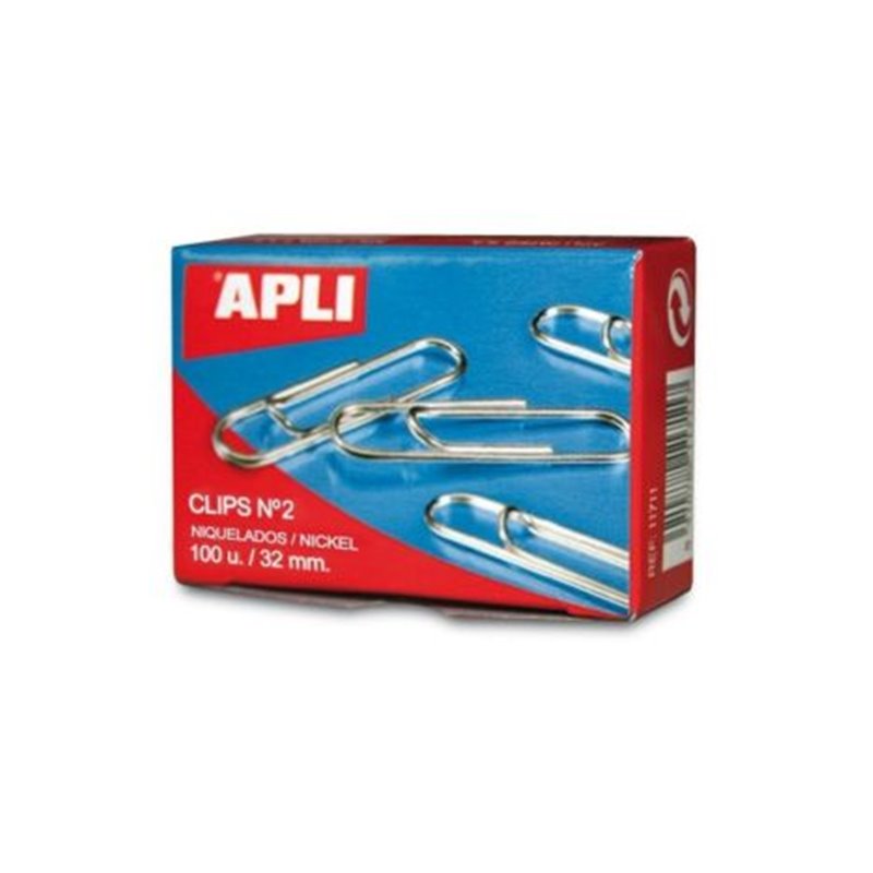 Clips APLI 11714 - Nº2 · 10 cajas x 100 unidades · Plata