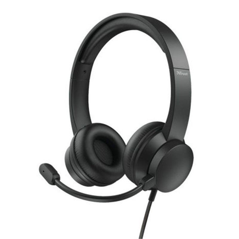 Auriculares Diadema con Cable TRUST HS-200 On-Ear 24186 - USB · Cable 180cm · Micrófono · Negro