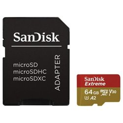 Tarjeta de Memoria SANDISK Extreme A2 SDSQXA2-064G-GN6AA - 64GB · Clase 10 UHS-I U3 + Adaptador