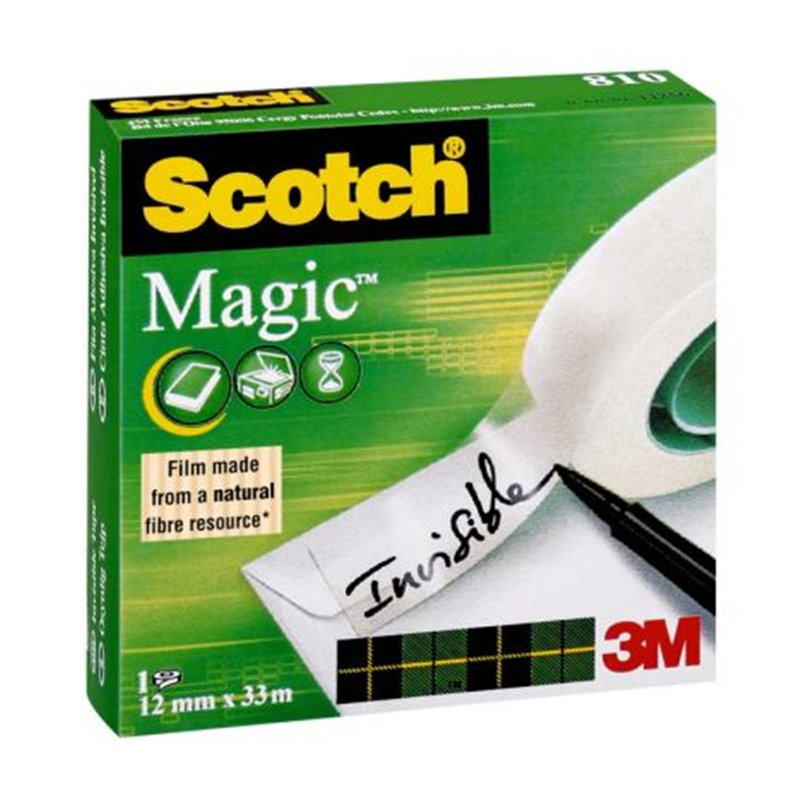 Cinta Adhesiva Transparente SCOTCH 810/1233 - 12mm x 3m · Invisible