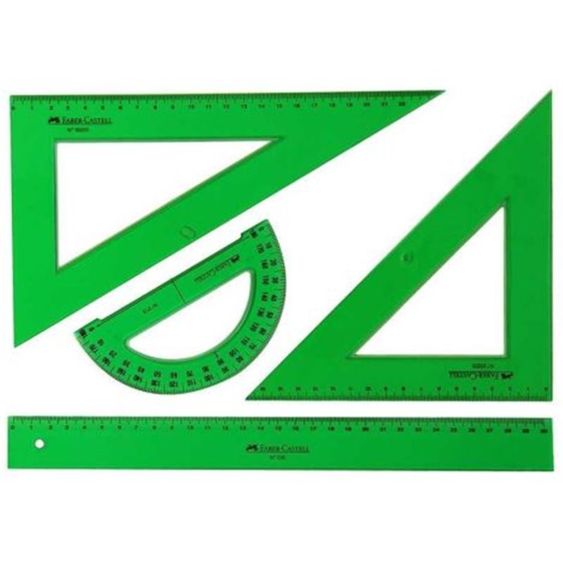 Juego de Reglas FABER CASTELL 65021 - Escuadra · Cartabón · Regla · Semicírculo