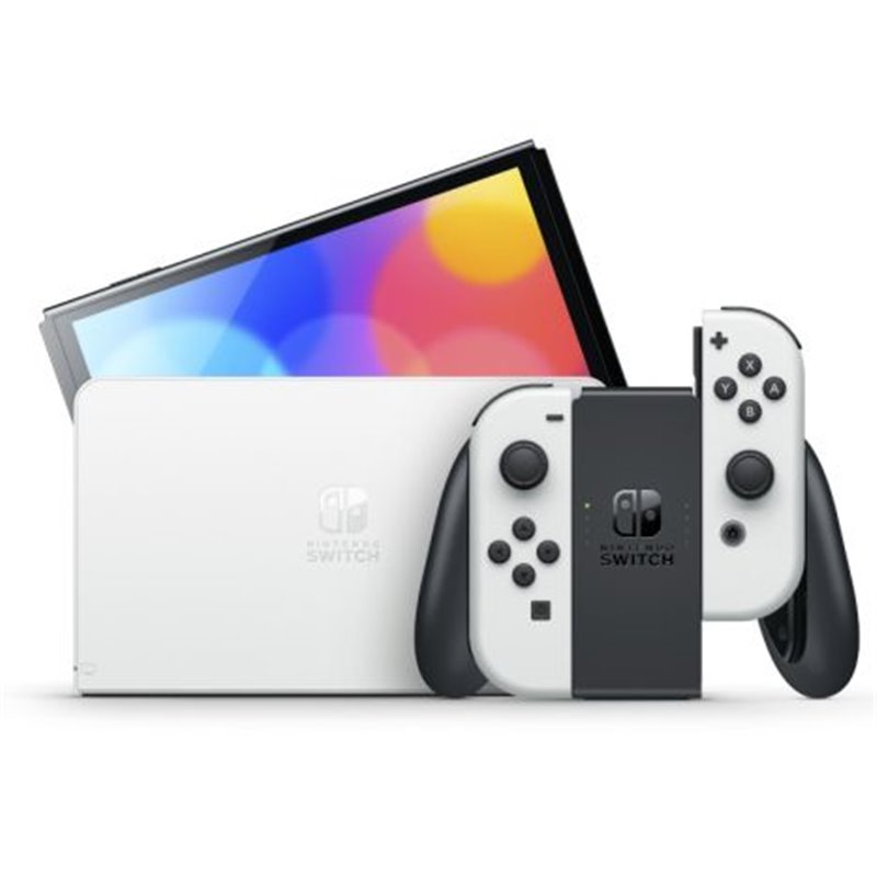 Consola NINTENDO SWITCH OLED 10007454 - Base · 2 Mandos Joy-Con · HDMI · Adaptador Corriente · Blanco