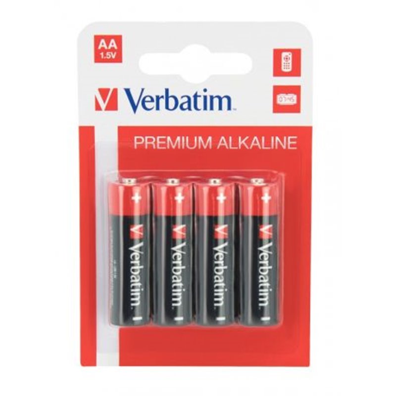 Pack 4 Pilas Alcalinas VERBATIM LR6 49921 - AA · 1.5V