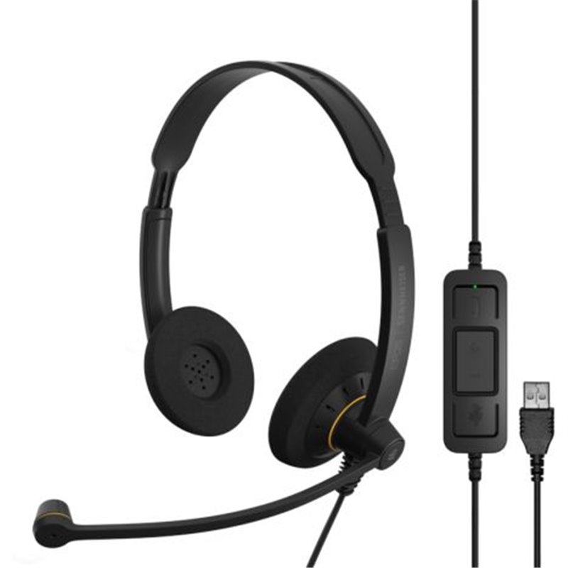 Auriculares con Diadema con Cable de SENNHEISER SC60 - USB · Cable 2 m · Micrófono · Negro