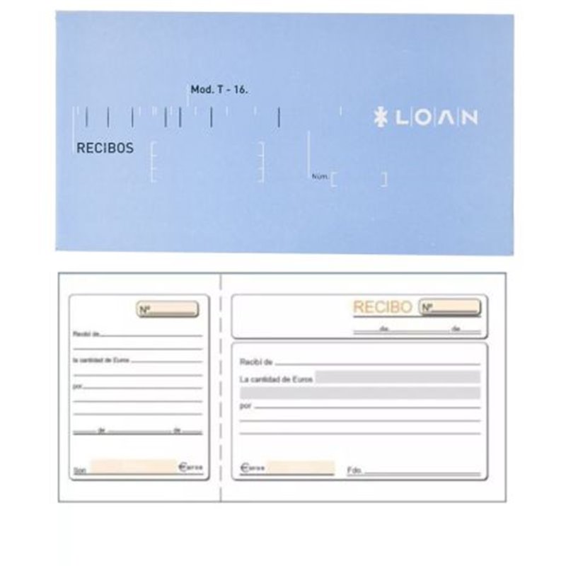 Talonario LOAN T16 Recibos Octavo - 21 x 10.5 mm · 100 Hojas · Castellano