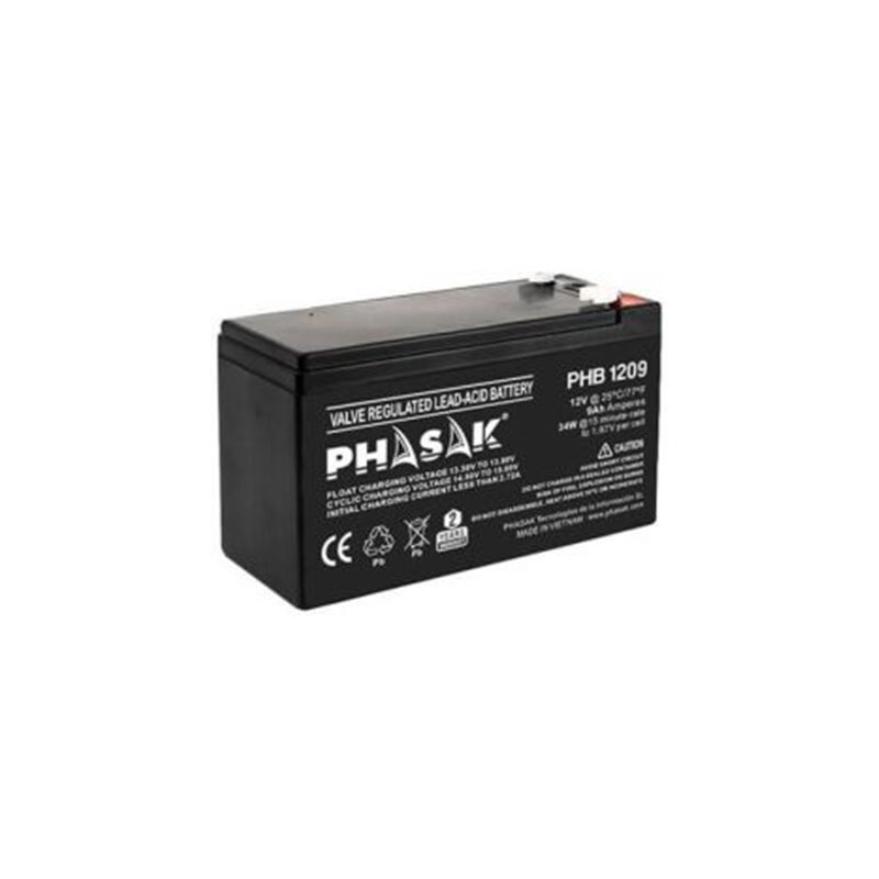 Batería para SAI PHASAK PHB 1209 - 12V · 6 Celdas · Negro