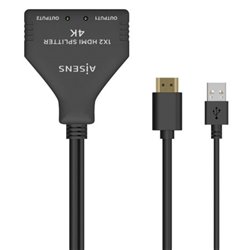 Cable HDMI 2xDuplicador con Alimentación USB - 0.30m · Negro