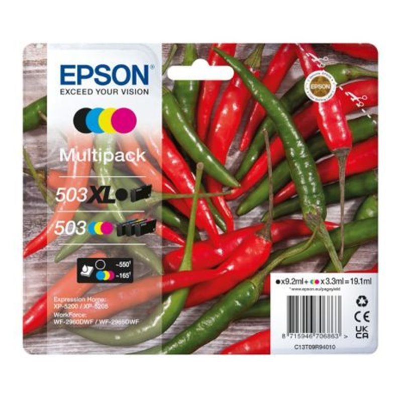Pack 4 Cartuchos Originales EPSON 503XL BK 503 C+M+Y - C13T09R94010 [PAG-550] [ML-9]