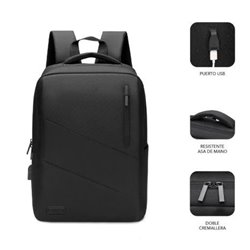 Mochila para Portátil SUBBLIM City Backpack SUB-BP-2BL2002 - 15.6 · USB · Negro