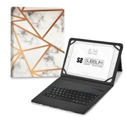 Funda con Teclado para Tablet SUBBLIM Keytab Pro SUBKT5-BTTW10 - 9 · 11 · Sujeción Correa · Mármol Blanco