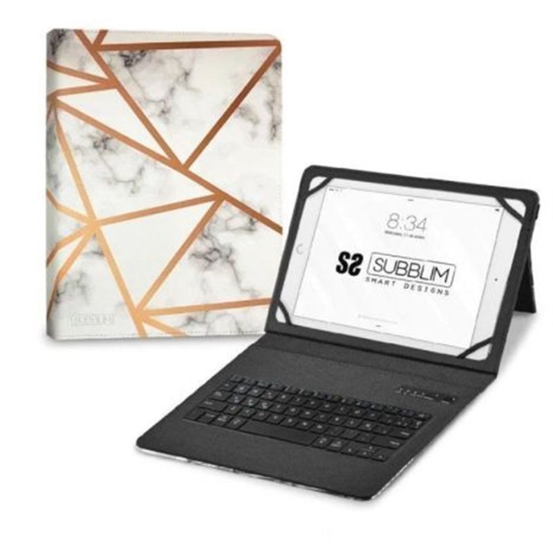 Funda con Teclado para Tablet SUBBLIM Keytab Pro SUBKT5-BTTW10 - 9 · 11 · Sujeción Correa · Mármol Blanco