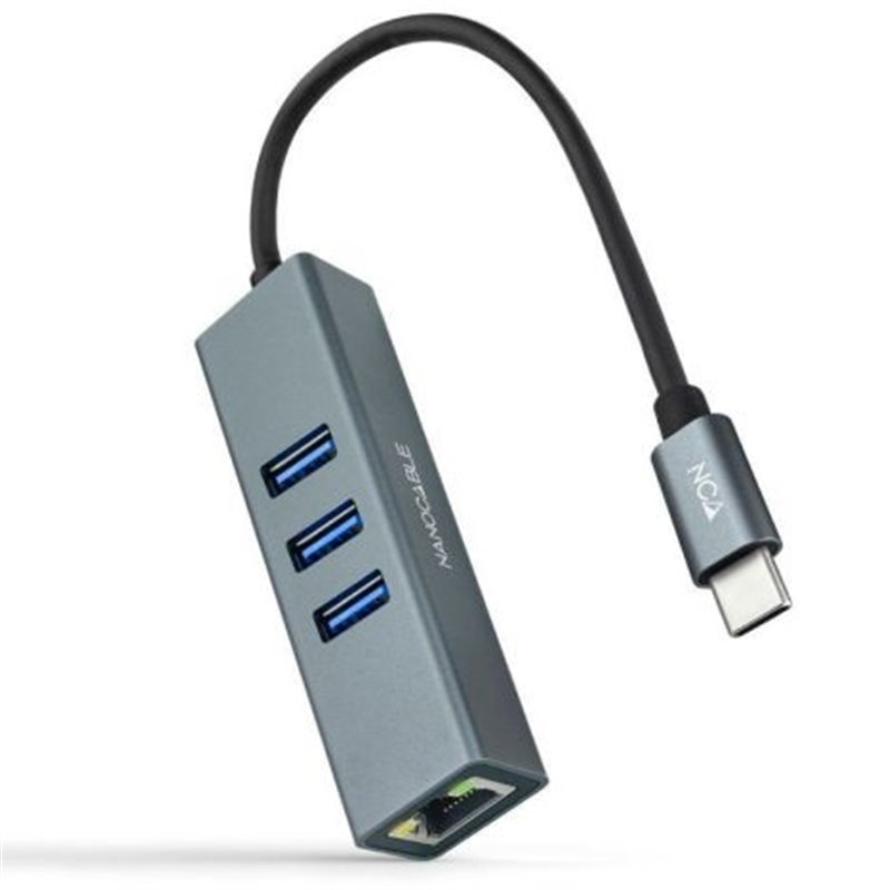 HUB USB Tipo C 3xUSB 1xRJ45 - 0.15m · Gris
