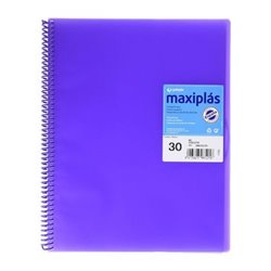 Carpeta de Fundas en Espiral GRAFOPLAS 39833035 - A4 · Violeta · 30 Fundas Taladradas · Gomas de Sujeción
