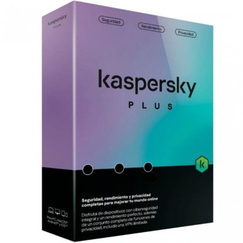 Antivirus KASPERSKY Plus KL1042S5CFS-MSBES - 3 Dispositivos · 1 Año