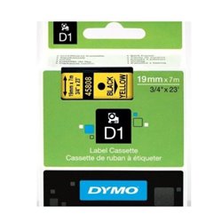 Cinta de Trasferencia Térmica Original DYMO D1 19 mm x 7 m Negro sobre Amarillo  - S0720880