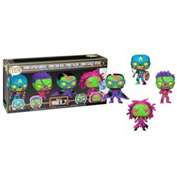 Pack 4 FUNKO POP Capitán Zombie, Iron Man Zombie, Falcon Zmbie y Bruja Escarlata Zombie - What if.. Edición Especial - 889698691