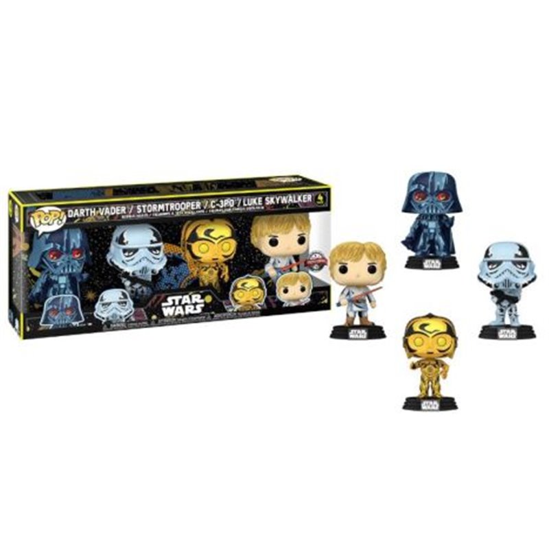 Pack 4 FUNKO POP Darth Vader, Stormtrooper, C-3PO y Luke Skywalker - Star Wars Edición Especial - 889698631983