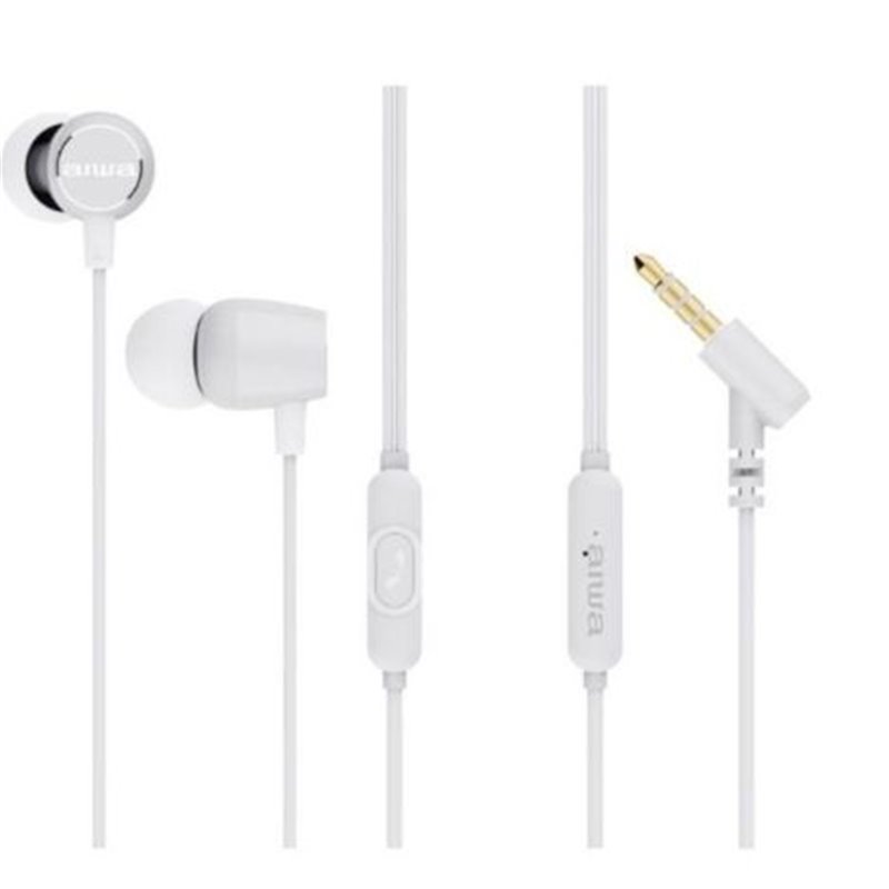 Auriculares con Cable AIWA ESTM-30WT - Jack 3.5mm · 20Hz · Micrófono · Cable 120cm · Blanco