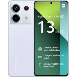Smartphone XIAOMI Redmi Note 13 Pro MZB0FFVEU - 5G · Snapdragon Gen2 · 6,67 FHD · 8GB · 256GB · NFC · Android · Púpura