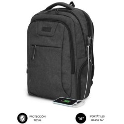 Mochila para Portátil SUBBLIM City Backpack SUB-BP-2BL2001 - Resistente al Agua · USB · 15,6 · Negro