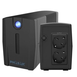 SAI Línea Interactiva PHASAK PH 7266 - 360W · 2xSchuko · Negro