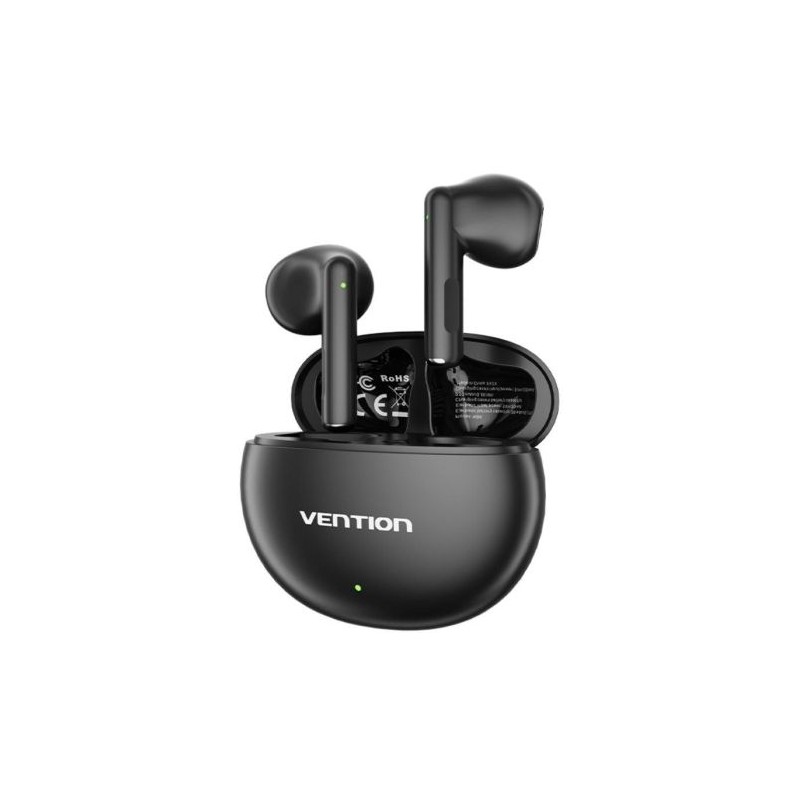 Auriculares Inalámbricos VENTION ELF 06 NBKB0 - BT. 5.3 · Micrófono · Estuche de Carga · Negro