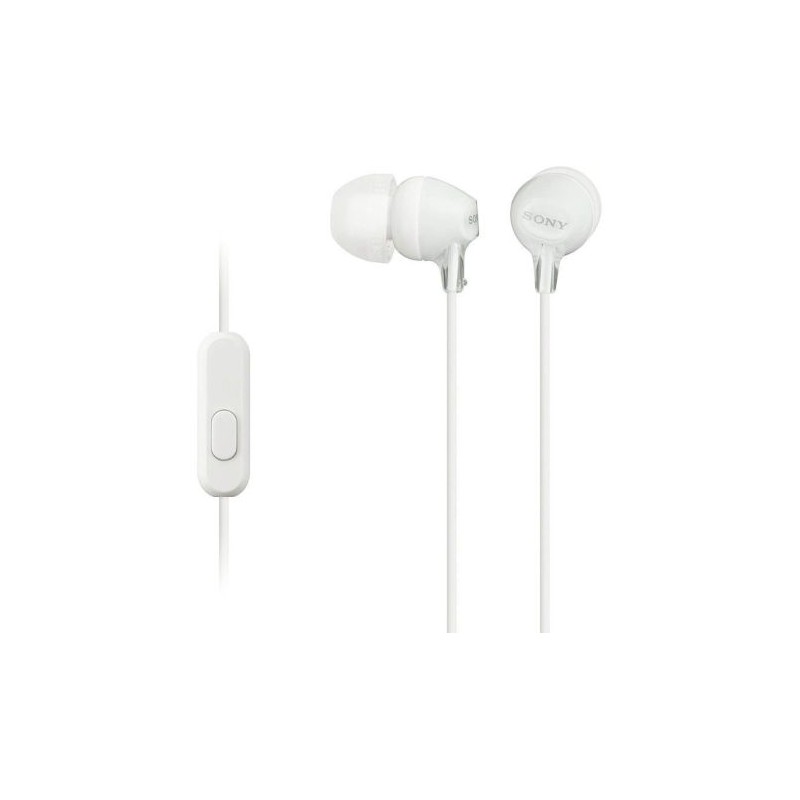 Auriculares con Cable Sony MDR-EX15AP - Jack 3,5mm · Cable 1,2m · Micrófono · Blancos