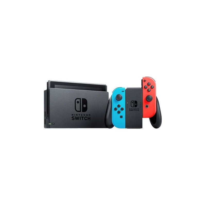 Consola NINTENDO SWITCH Azul Neón/Rojo Neón V2 10010738 - Base · 2 Mandos Joy-con · Adaptador corriente