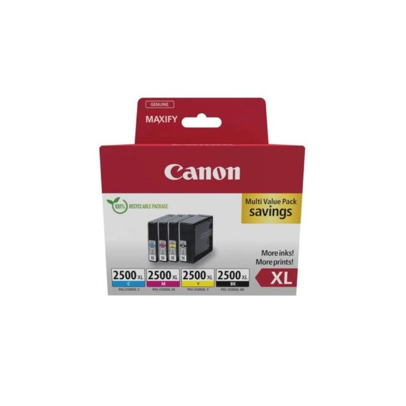 Pack 4 Cartuchos Originales CANON PGI2500XL BK+C+M+Y - 9254B010 [PAG-1795] [ML-7]