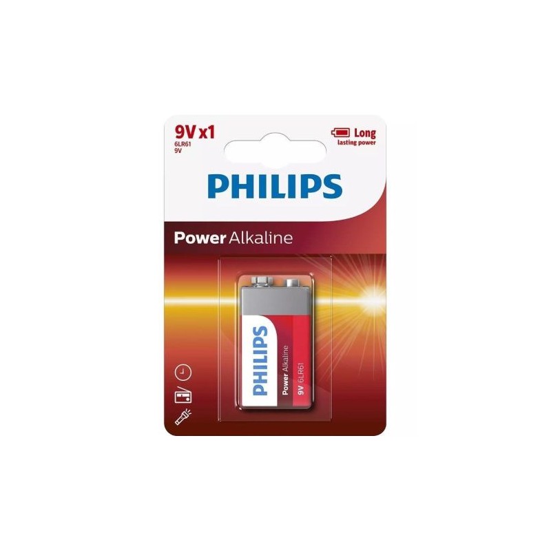 Pila Alcalina PHILIPS 6LR61P1B/10 - 9V