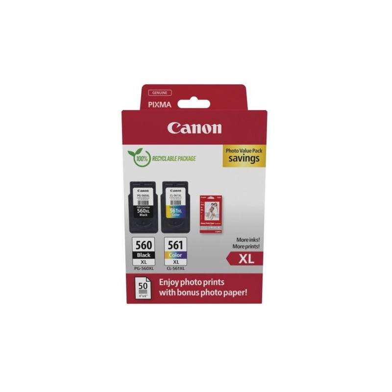 Pack 2 Cartuchos Originales CANON PG560/CL561 BK+C+M+Y - 3713C008 [PAG-360]