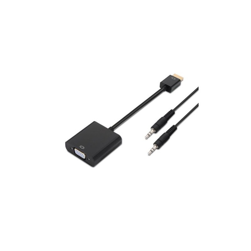 Cable Conversor HDMI/M a VGA/H con Jack 3.5mm - 10cm · Negro